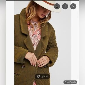 Free people green quilted jacket size small